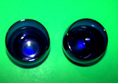 LOT 2 Shaeffer COBALT BLUE TUMBLERS 4″ tall International Glass Depression ExCon