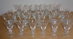 Lot of 25 Vintage Seneca Glass Ingrid Clear Water Stem & cordial & cocktail