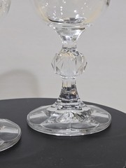 2 Czech Claudia Crystal Cordial Glasses Liqueur Shot Faceted Ball Stem VTG