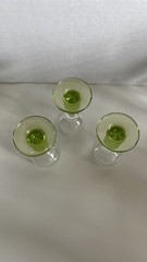 Set of 3 Cordial Glasses- Thick Green Stem – Barware