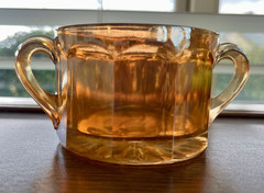 Unmarked Amber Glass 2-Handle Sugar Bowl