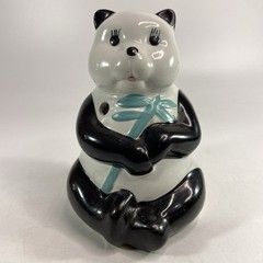 Vintage Benihana Black White Panda Bear w Bamboo Tropical Tiki Mug Vase 6 in