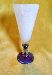 10″ Handblown Murano Glass Filigrana Goblet – Iridescent Cobalt Blue Base