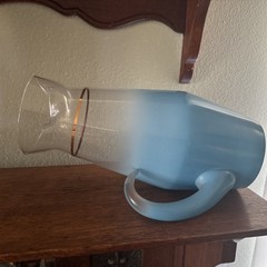 MCM Blendo Frosted Blue 80oz. Pitcher 11-3/4” Tall West Virginia Glass Co
