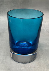 Nancy Daum Crystal Cristal Blue Old Fashioned Glass France Signed 4 1/4”