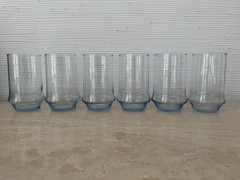 Vintage Libbey Azure Light Blue Tumblers Glasses Barware, Set of 6