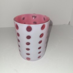 Old Fenton Cranberry Opalescent Inverted Coin Dot Tumbler Glass