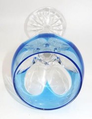 Faberge Crystal LAUSANNE Wine Hock, Cut to Clear Panels Sky Blue 8 3/8″ Tall