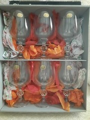 Vintage Bohemia Crystal Goblets, set of 6, Czechoslovakia