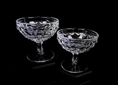 Fostoria American #2056 Clear 2 Piece 3 1/2″ Low Sherbets 1915-1919