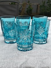 Set of 6 Snow Crystals Aqua Old Fashioned Glasses by Waterford Crystal