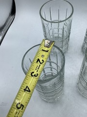 VINTAGE ANCHOR HOCKING TARTAN PLAID CLEAR GLASS TUMBLERS – SET OF 4 Heavy