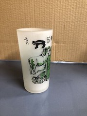 Hazel atlas frosted glass vintage old Wyoming 5”Tumbler Antique Travel State