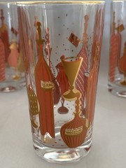 MCM GayFad Bordeaux Highball Tom Collins 5.5” Tumbler Glass Set/8 orange/Gold