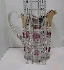 Rare Antique Edwardian Bulls Eye and Daisy Ruby Amethyst Pattern EAPG Set of 6
