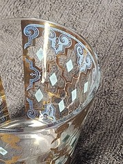 RARE Find 1 MCM Culver Cocktail Glass 22K Gold and Turquoise Cup EUC Elegant