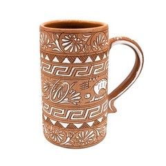 Vintage 1964 Handmade Icaros Pottery Rhodes Greece Relief Mug Terracotta Signed