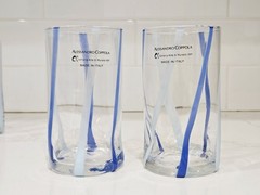 Alessandro Coppola Murano Art Glass Blue Tumblers Set 6 Italy 5.8in
