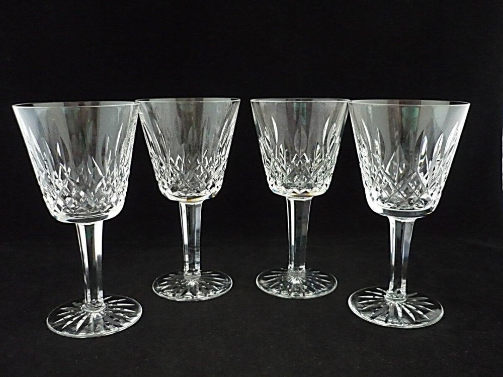WATERFORD – LISMORE – 4 CLARET WINE GLASSES – 5 7/8″ – EXCELLENT