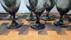 Libbey Vintage Bordeaux Black Gray Smoke Goblet Drinking Water Glass Set of 6
