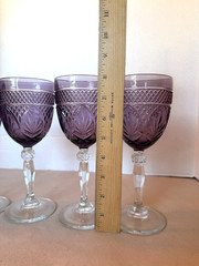 Cristal D’Argues Durand AMETHYST Cut Glass Goblets Wine Glass Set of 4 Gorgeous