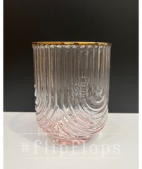 Art Deco-Style Florence Opulent Pink Gradient Gold Rim Lowball Drinking Glass