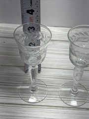 Set of 2 Vintage Mini Glasses Wreath Design Unmarked READ AND SEE PHOTOS