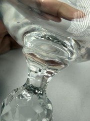 Vintage Bohemia Crystal Wine Goblets Faceted Claudia Set Of 2 Stemware 1970’s