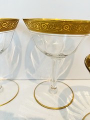 Tiffin Franciscan Minton Optic (?) Gold Rimmed Sherbet Glasses, Mixed Lot 4