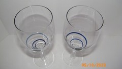 Cobalt Blue Drop w/Swirline Pier One Wine Goblet/BlownGlass Retired Set of 2 EUC