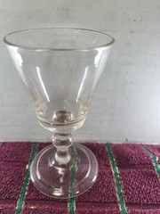 18th Century English Wine Glass Trumpet Bowl Folded Foot 1645-1745 Perfect