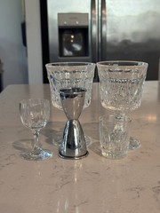 Set of 4 Mismatched Glasses and Spirits Measure Glass Barware