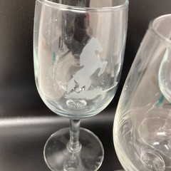 Horse Champagne Wine Tasting Glass Small Lot of 3 Etched Equestrian