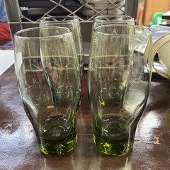 Vintage Set Of 4 Libbey Perception Olive Green Glass Tumblers