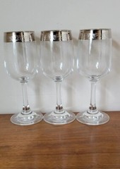 Vintage Wine Glasses Stemmed Goblet Floral Etched Silver Quiet Luxury Old Money