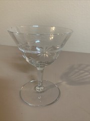 Crystal Etched Floral Design Champagne, Low Sherbert 4.5 In Tall. Set Of 6