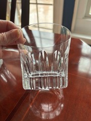 PAIR OF BACCARAT ETNA CRYSTAL LARGE DOUBLE OLD FASHIONED GLASSES WITH CHIP