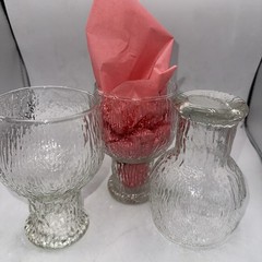 Vtg Indiana Glass Bark Goblet Water Tree Texture Footed Glass Tumbler *Set of 3*