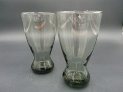 2 Libbey Classic Smoke Pilsner Glasses 16oz MCM Tumblers~ Barware ~Drinkware