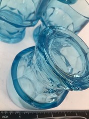 4 Glass GEORGIAN Viking Excelsior Azure BLue Flat Tumbler 4″ MCM 9 oz USA EUC