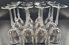 (12) Lenox Monroe Gold Trim Water Goblets Set Crystal Clear Elegant Stemware Lot
