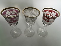 Set 3 Ebeling Reuss Marchioness Cut 2 Clear Wine Liquor Sherry Stem Glasses 5.5″