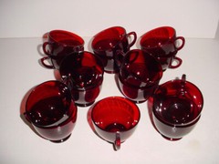 LOT OF FIFTEEN (15) ANCHOR HOCKING ROYAL RUBY RED PUNCH TEA OR COFFEE CUPS
