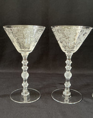 VINTAGE CAMBRIDGE DIANE 3122 ETCHED LIQUOR COCKTAIL GLASSES 5 7/8″ LOT OF 2