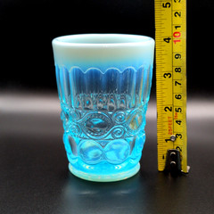 Mosser Glass Eye Winker Aqua Opal 4″ Tumbler Opalescent Blue Juice