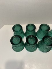 8 Vintage Sandwich Tiara Spruce Green 7 Oz. Juice Glasses 3 1/2”