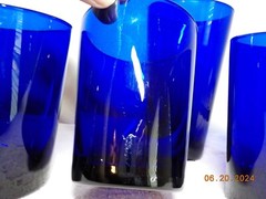 LIBBYS COBALT BLUE METROPOLITAN TUMBLERS LOT OF 4 ONE 5 7/8″ T THREE 4 3/8″ T