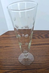 Set Of 4 VTG Libbey 50s-60s Frosted Etched Polka Dot Pilsner Glasses 8.25” H