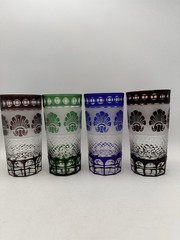 Cut To Clear MCM Tumbler Glasses Set Of 4 Vtg Godinger Shannon Crystal Shell