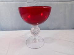 Morgantown Ruby Red Glass Golf Ball Tall Sherbet Champagne Goblet